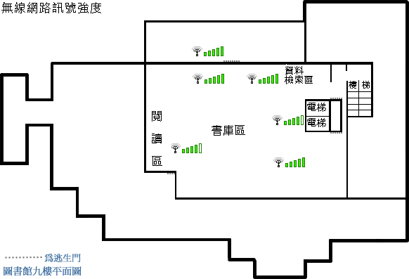 九樓無線網路訊號示意圖